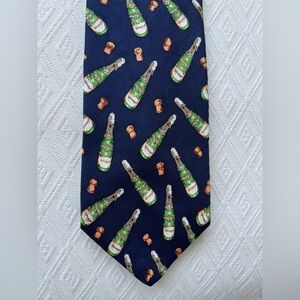 Lynn Navy Champagne Bottle Tie silk made in USA